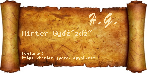 Hirter Győző névjegykártya